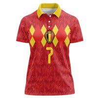 Custom Belgium Football Women Polo Shirt Fiery Devil Motif