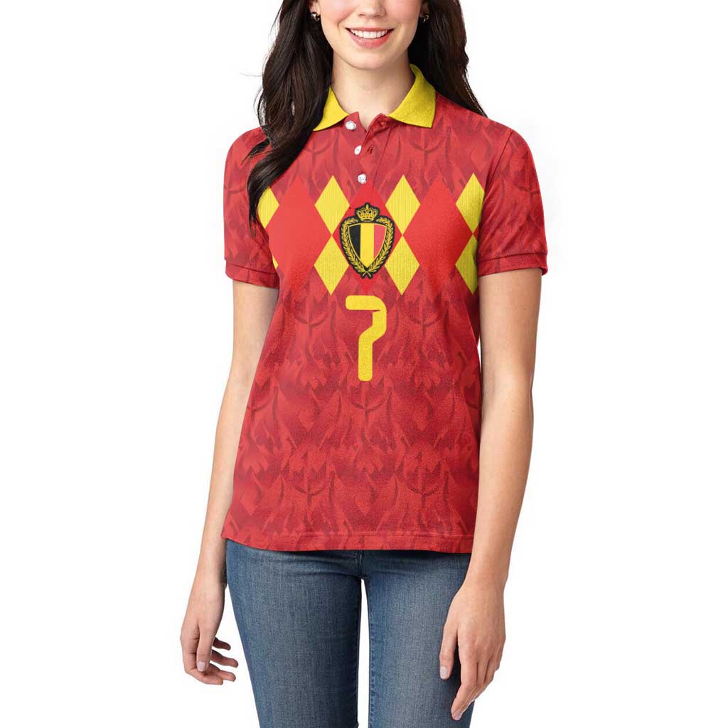 Custom Belgium Football Women Polo Shirt Fiery Devil Motif