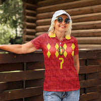 Custom Belgium Football Women Polo Shirt Fiery Devil Motif