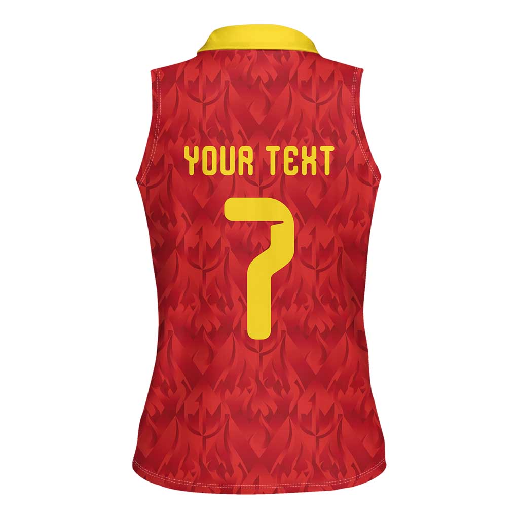 Custom Belgium Football Women Sleeveless Polo Shirt Fiery Devil Motif