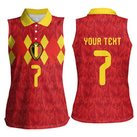 Custom Belgium Football Women Sleeveless Polo Shirt Fiery Devil Motif