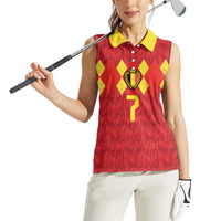 Custom Belgium Football Women Sleeveless Polo Shirt Fiery Devil Motif