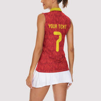 Custom Belgium Football Women Sleeveless Polo Shirt Fiery Devil Motif