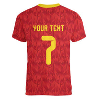 Custom Belgium Football Women V-Neck T-Shirt Fiery Devil Motif