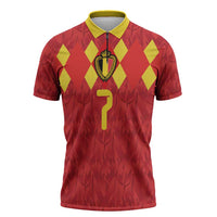 Custom Belgium Football Zipper Polo Shirt Fiery Devil Motif