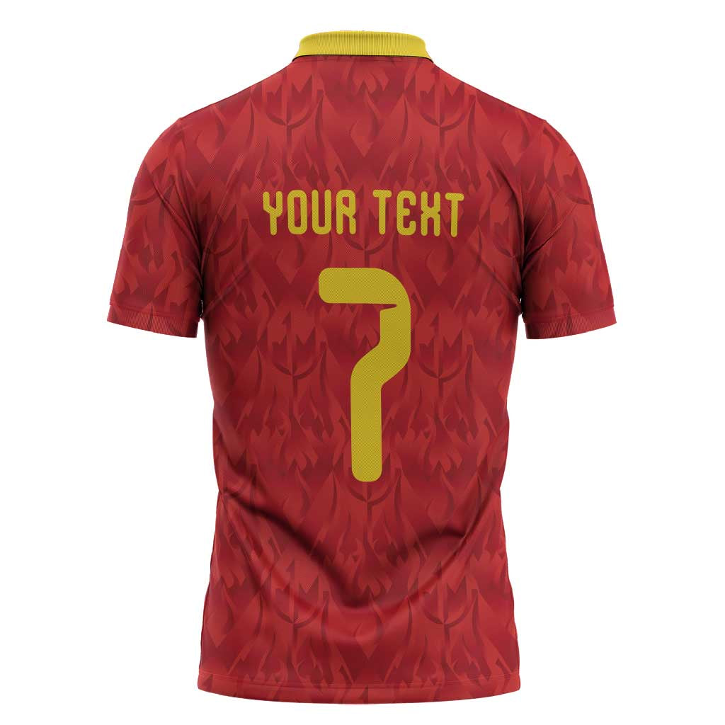 Custom Belgium Football Zipper Polo Shirt Fiery Devil Motif