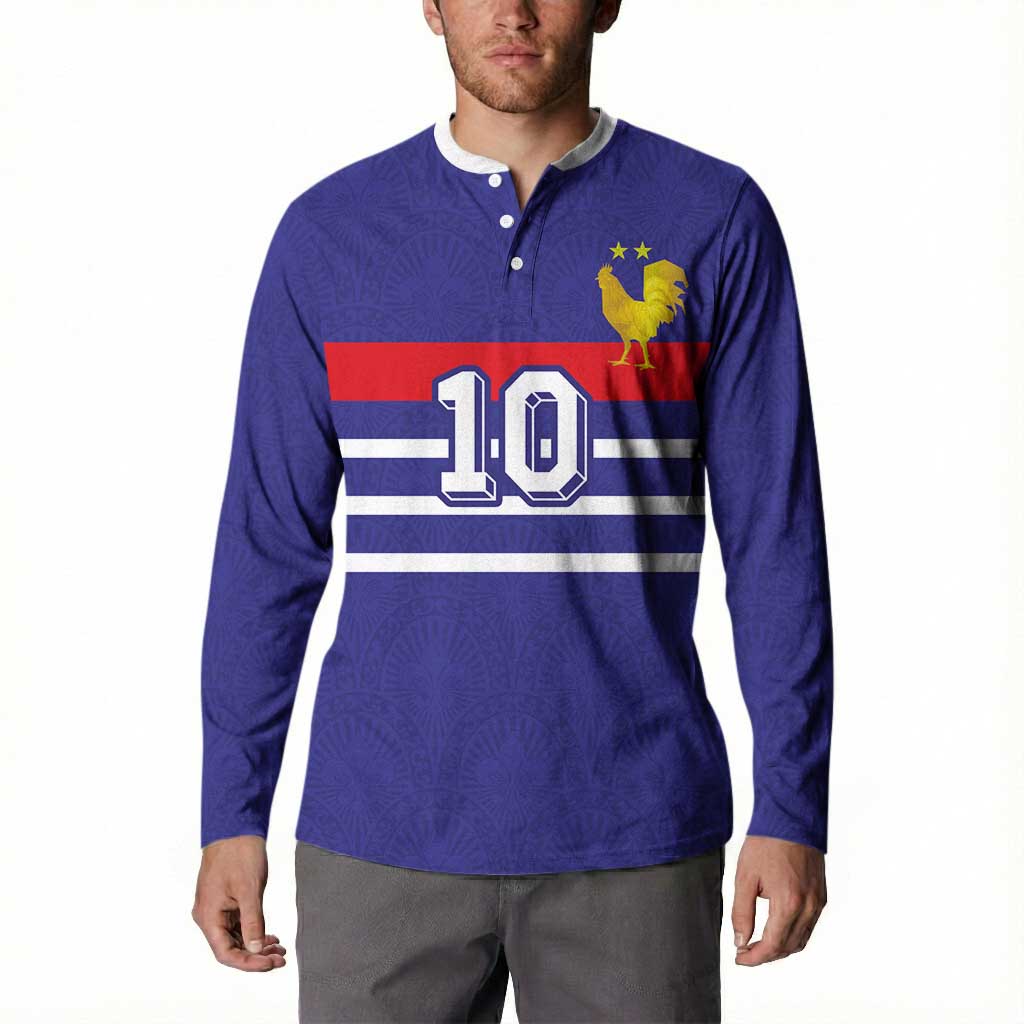 Custom French Football Button Sweatshirt France 98 Retro Style