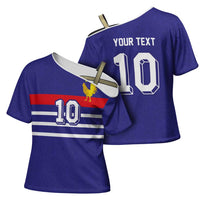 Custom French Football Cross Shoulder Shirt France 98 Retro Style