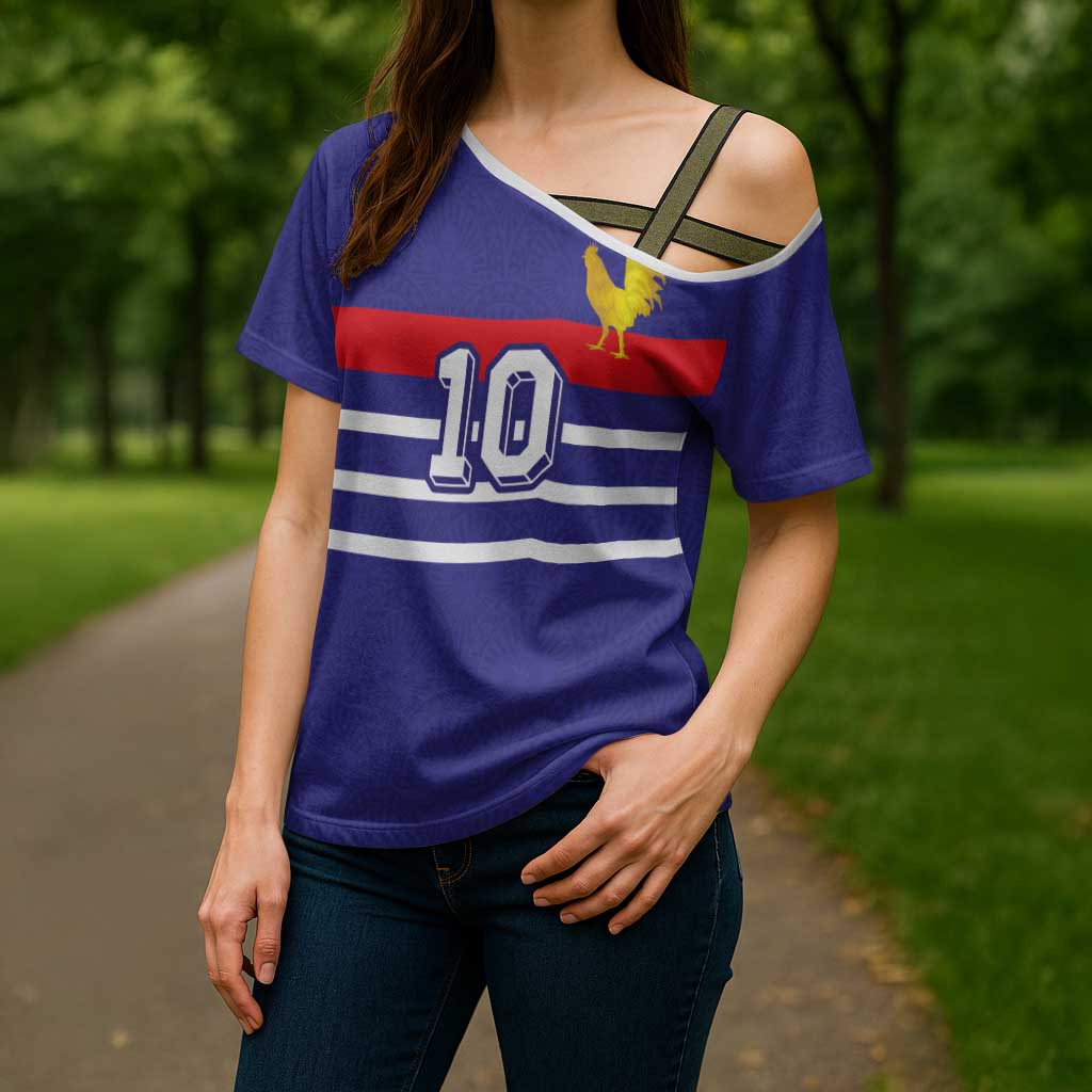 Custom French Football Cross Shoulder Shirt France 98 Retro Style