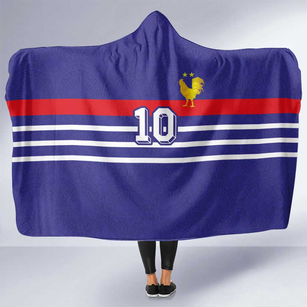 Custom French Football Hooded Blanket France 98 Retro Style