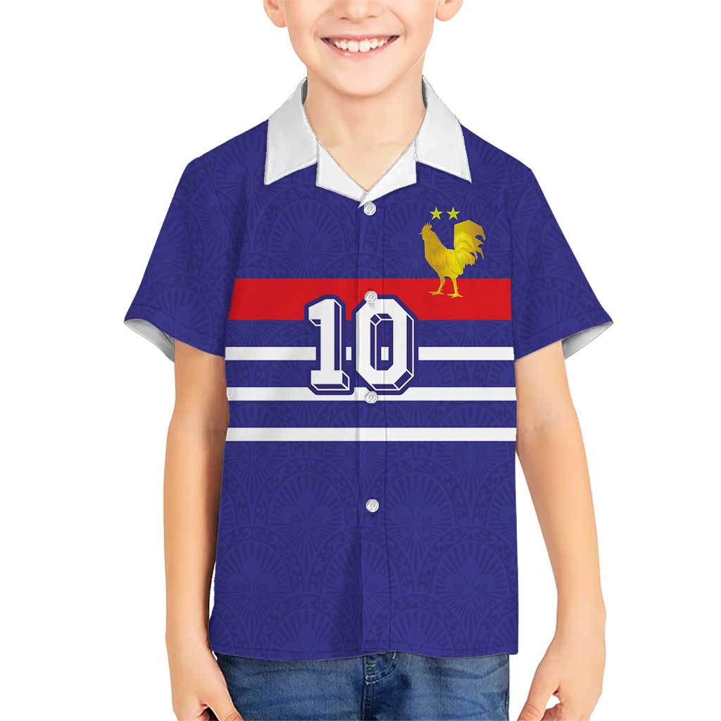Custom French Football Kid Hawaiian Shirt France 98 Retro Style