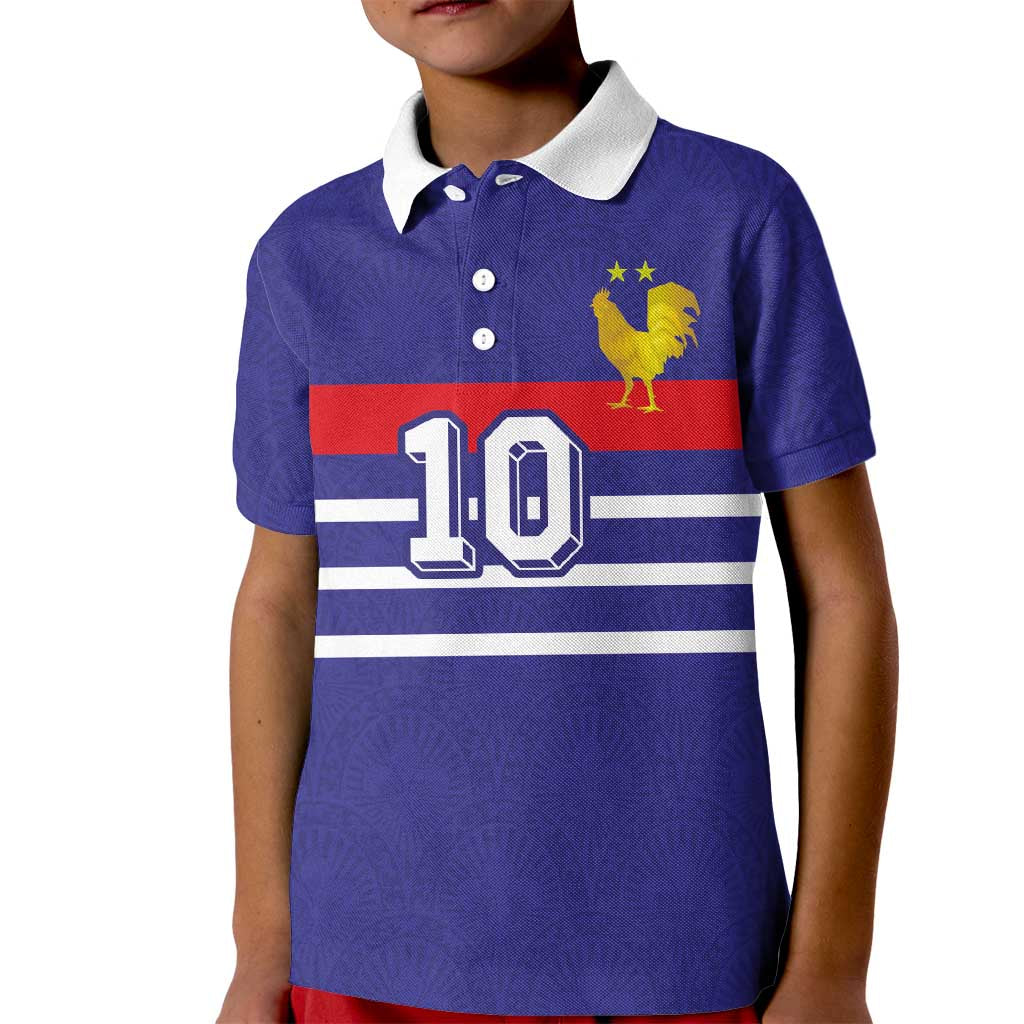 Custom French Football Kid Polo Shirt France 98 Retro Style