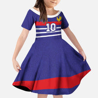 Custom French Football Kid Short Sleeve Dress France 98 Retro Style