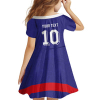 Custom French Football Kid Short Sleeve Dress France 98 Retro Style