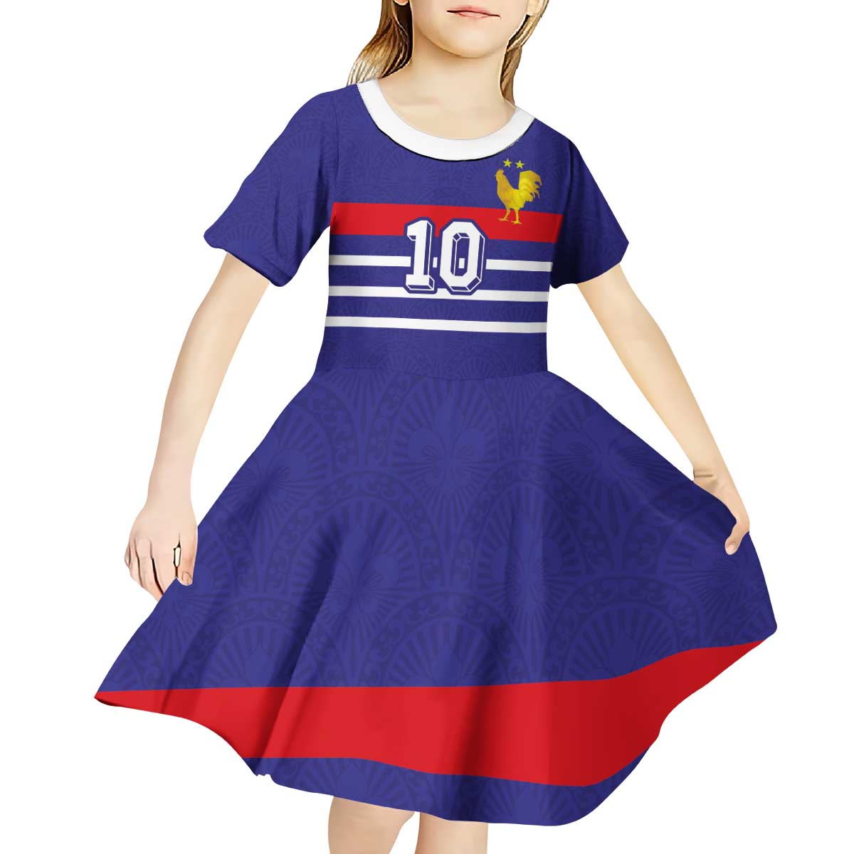 Custom French Football Kid Short Sleeve Dress France 98 Retro Style