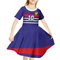 Custom French Football Kid Short Sleeve Dress France 98 Retro Style