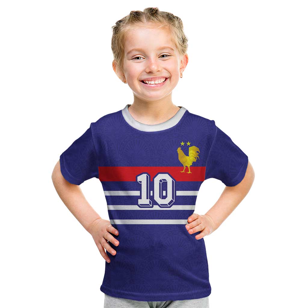 Custom French Football Kid T Shirt France 98 Retro Style