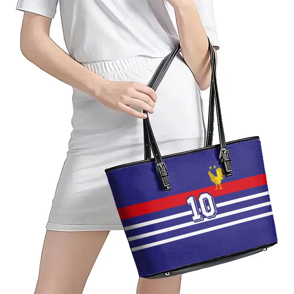 Custom French Football Leather Tote Bag France 98 Retro Style