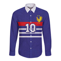 Custom French Football Long Sleeve Button Shirt France 98 Retro Style