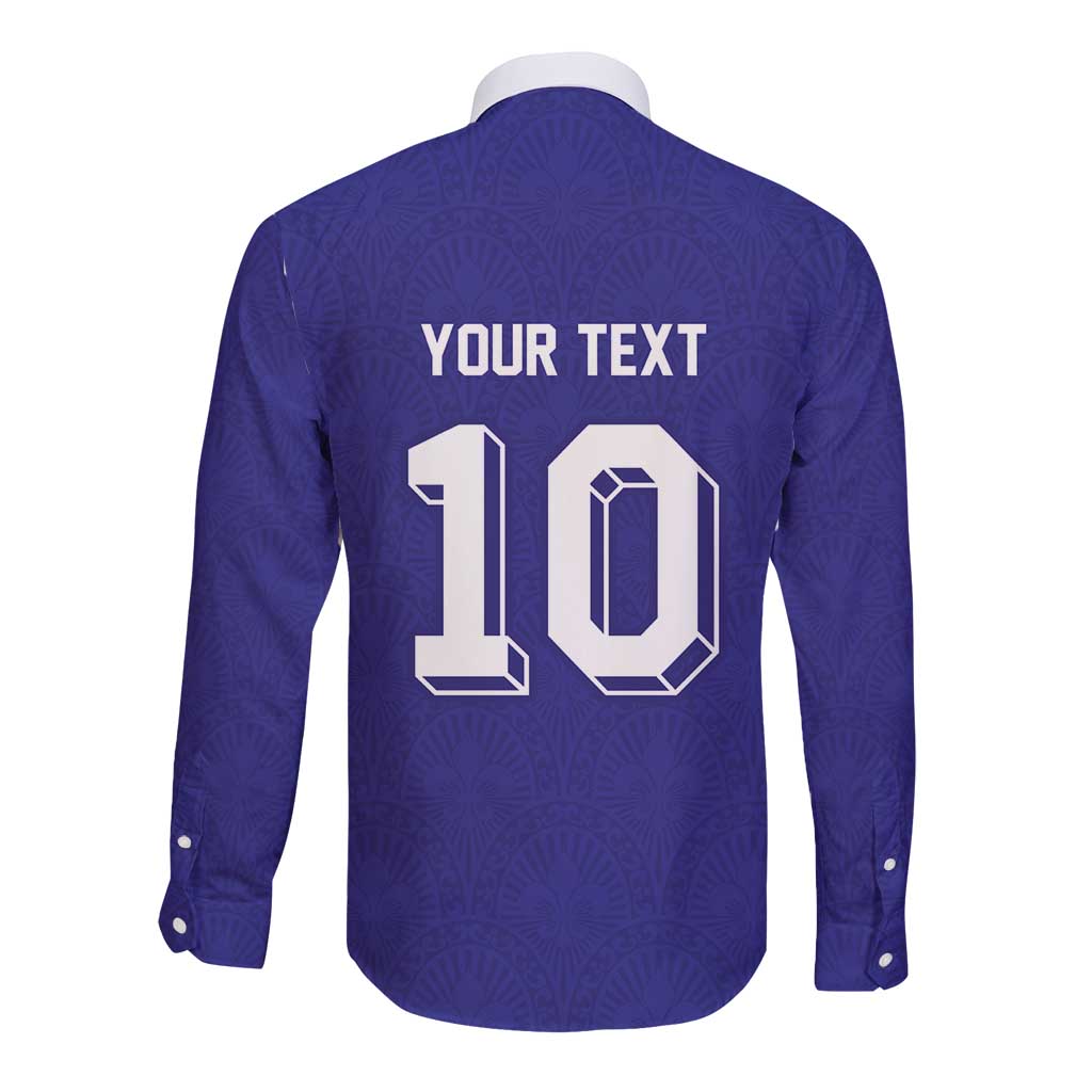 Custom French Football Long Sleeve Button Shirt France 98 Retro Style