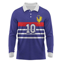 Custom French Football Long Sleeve Polo Shirt France 98 Retro Style