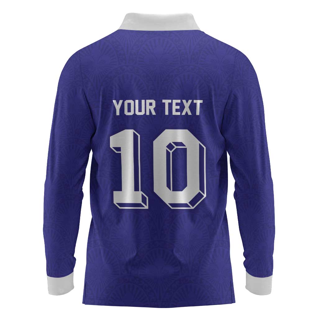 Custom French Football Long Sleeve Polo Shirt France 98 Retro Style