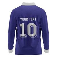Custom French Football Long Sleeve Polo Shirt France 98 Retro Style