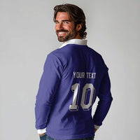 Custom French Football Long Sleeve Polo Shirt France 98 Retro Style