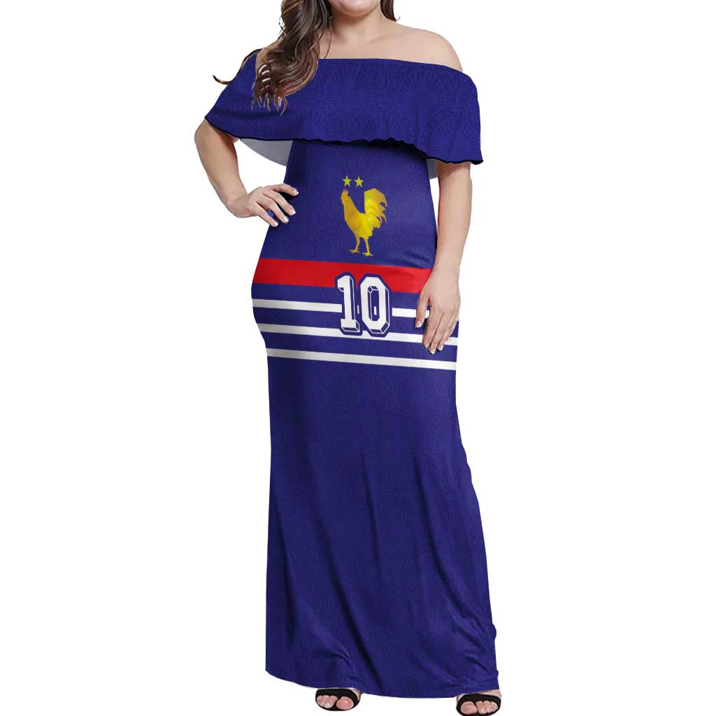 Custom French Football Off Shoulder Maxi Dress France 98 Retro Style