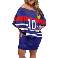 Custom French Football Off Shoulder Short Dress France 98 Retro Style