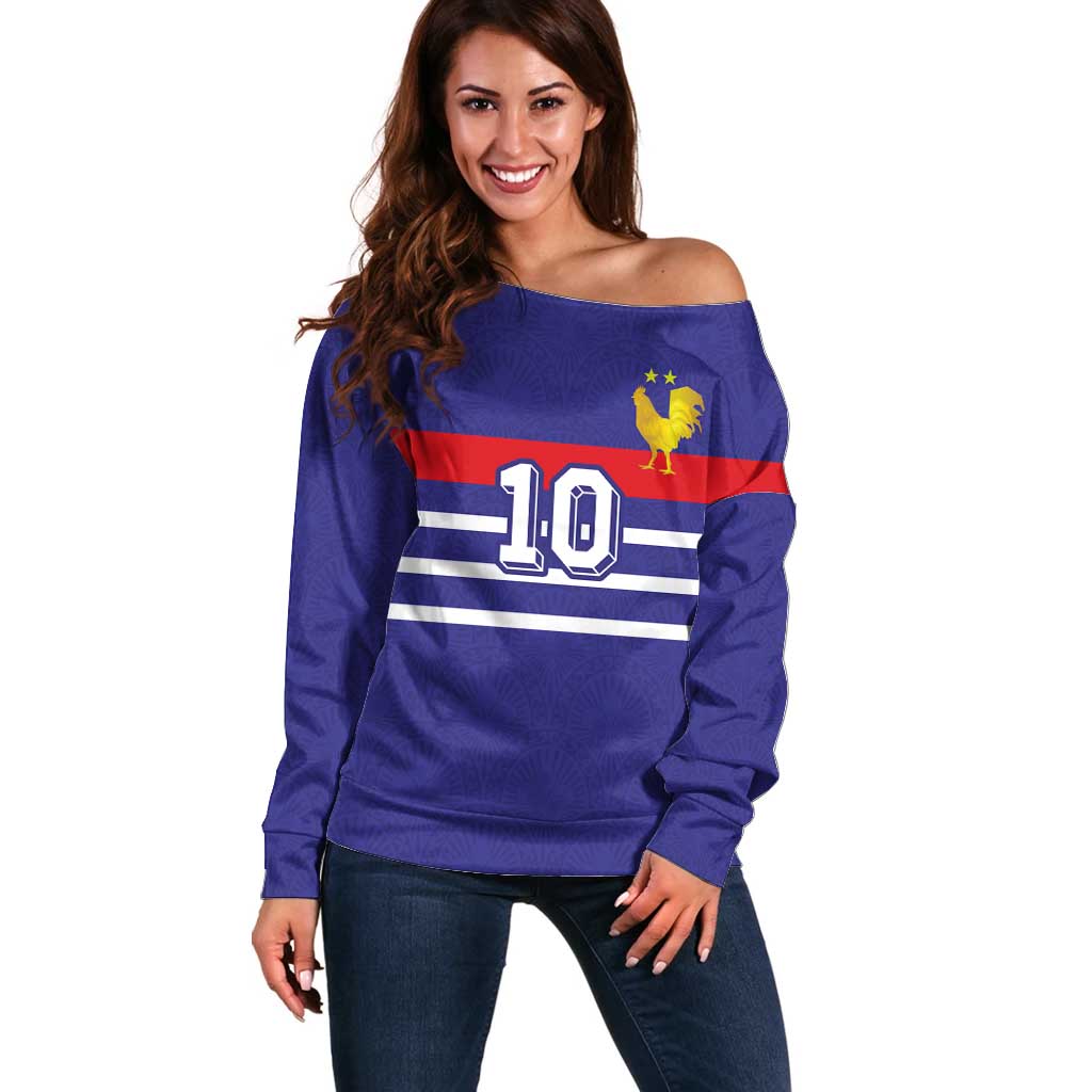 Custom French Football Off Shoulder Sweater France 98 Retro Style