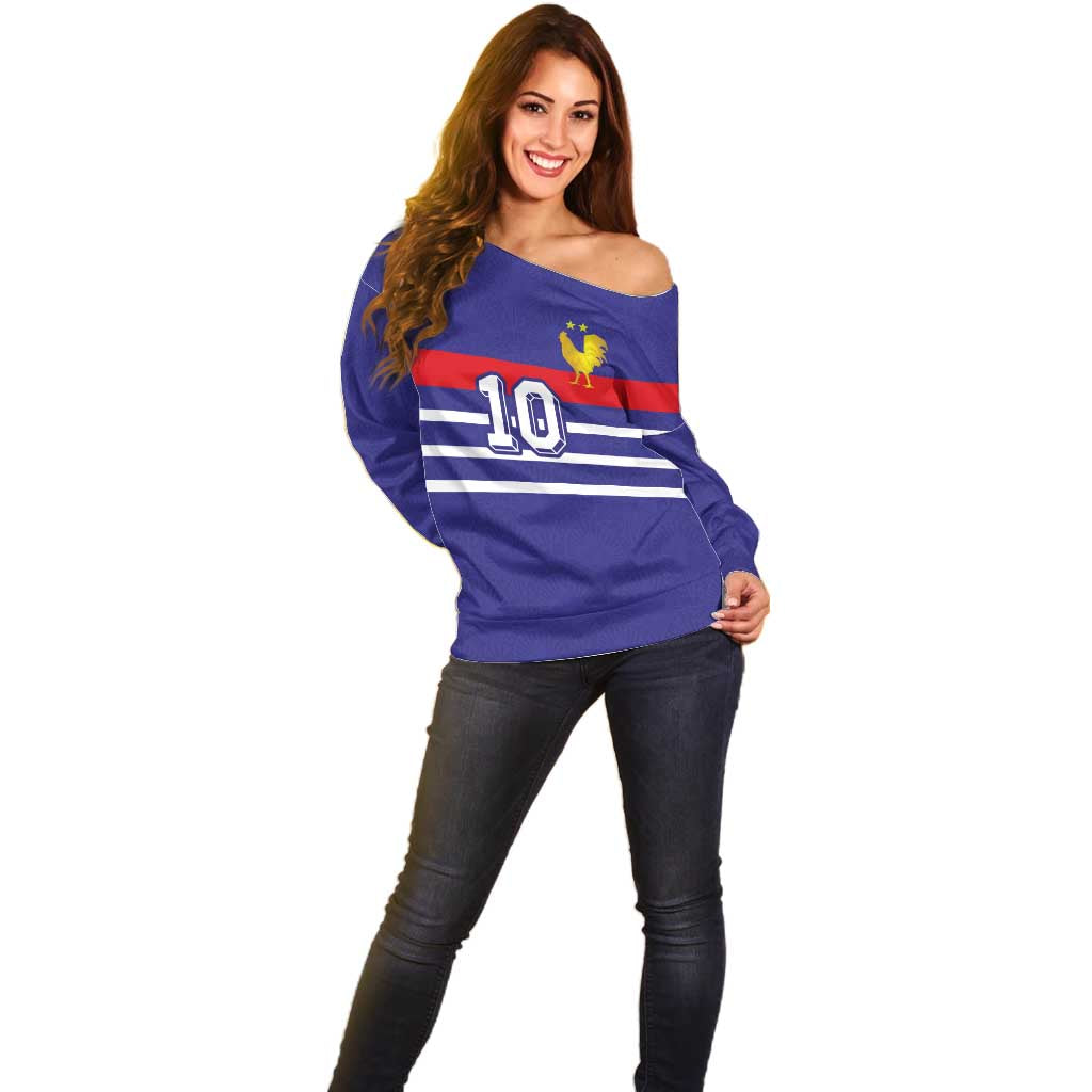 Custom French Football Off Shoulder Sweater France 98 Retro Style