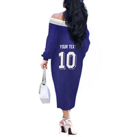 Custom French Football Off The Shoulder Long Sleeve Dress France 98 Retro Style