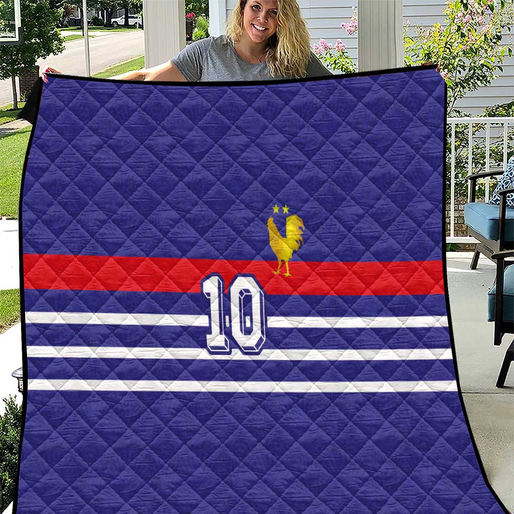 Custom French Football Quilt France 98 Retro Style