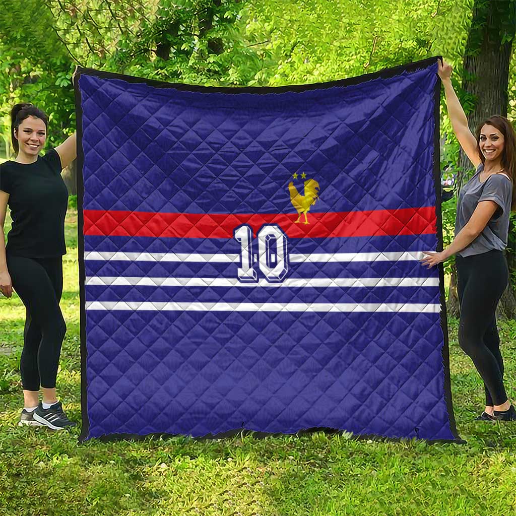 Custom French Football Quilt France 98 Retro Style
