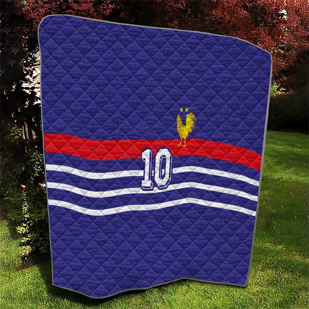 Custom French Football Quilt France 98 Retro Style