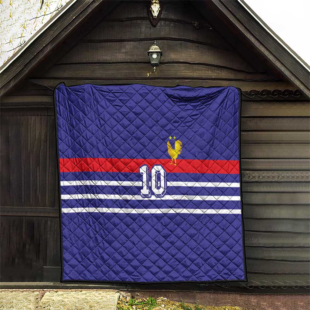 Custom French Football Quilt France 98 Retro Style