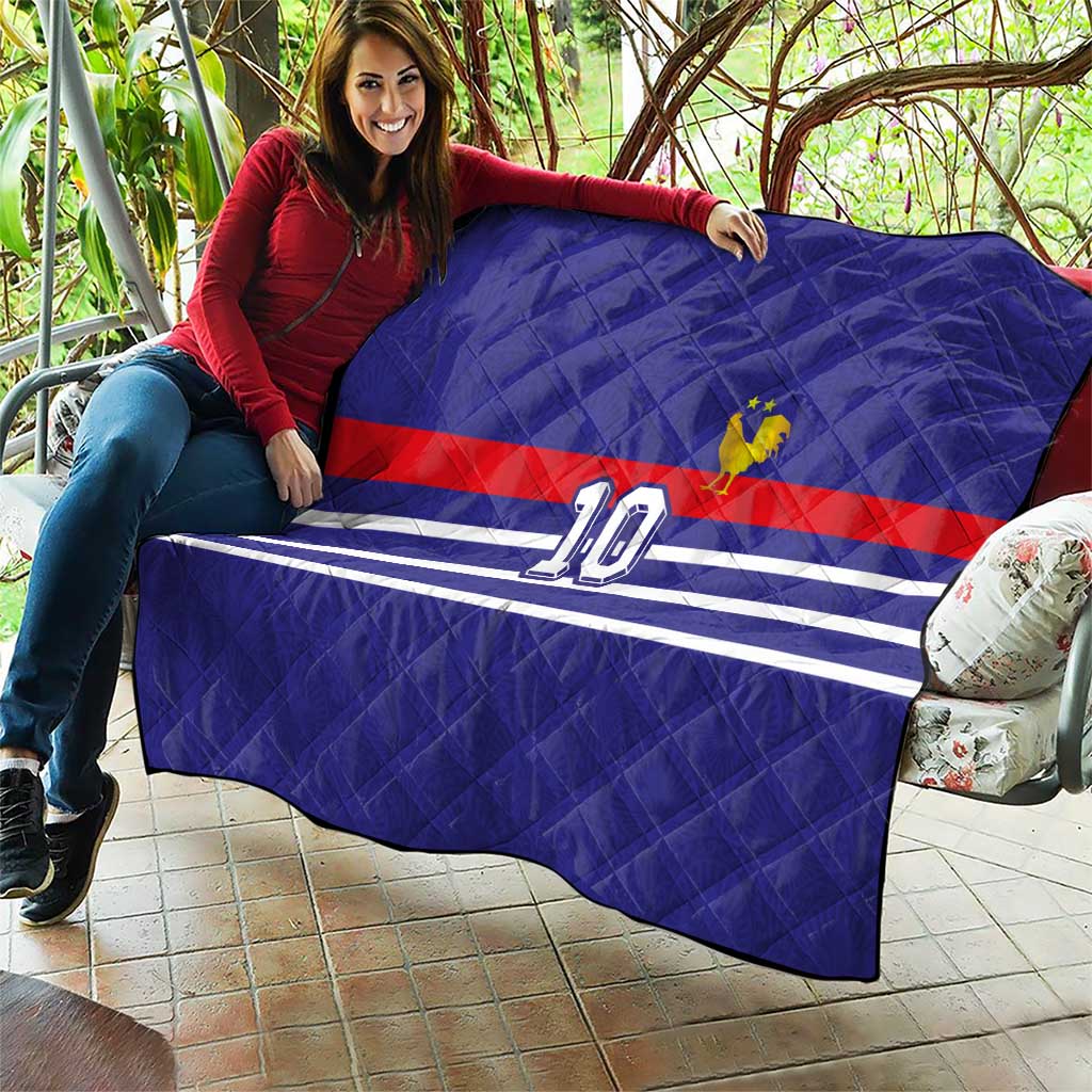Custom French Football Quilt France 98 Retro Style