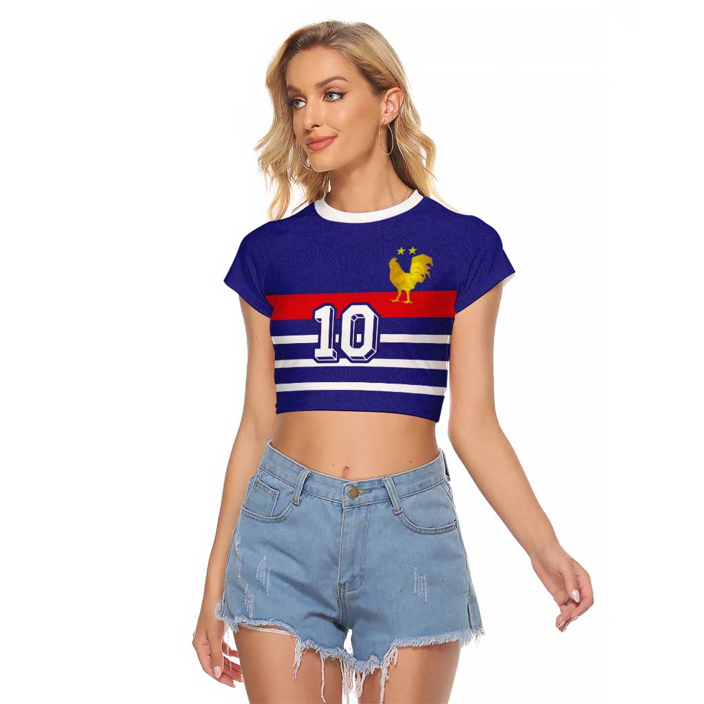 Custom French Football Raglan Cropped T Shirt France 98 Retro Style