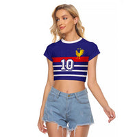 Custom French Football Raglan Cropped T Shirt France 98 Retro Style