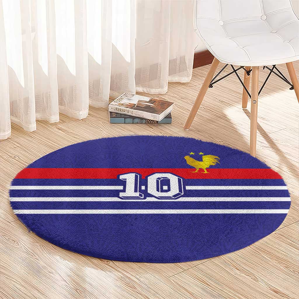 Custom French Football Round Carpet France 98 Retro Style