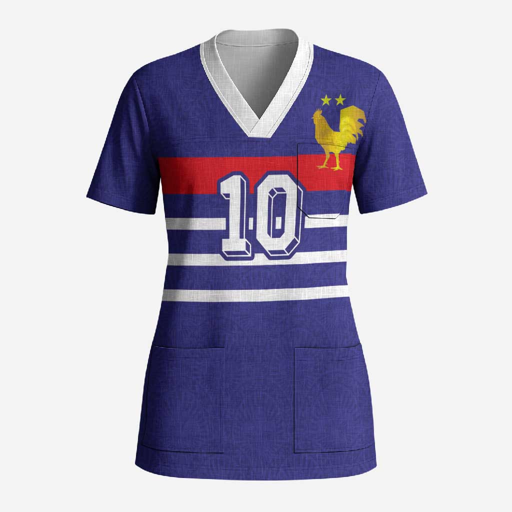 Custom French Football Scrub Top France 98 Retro Style