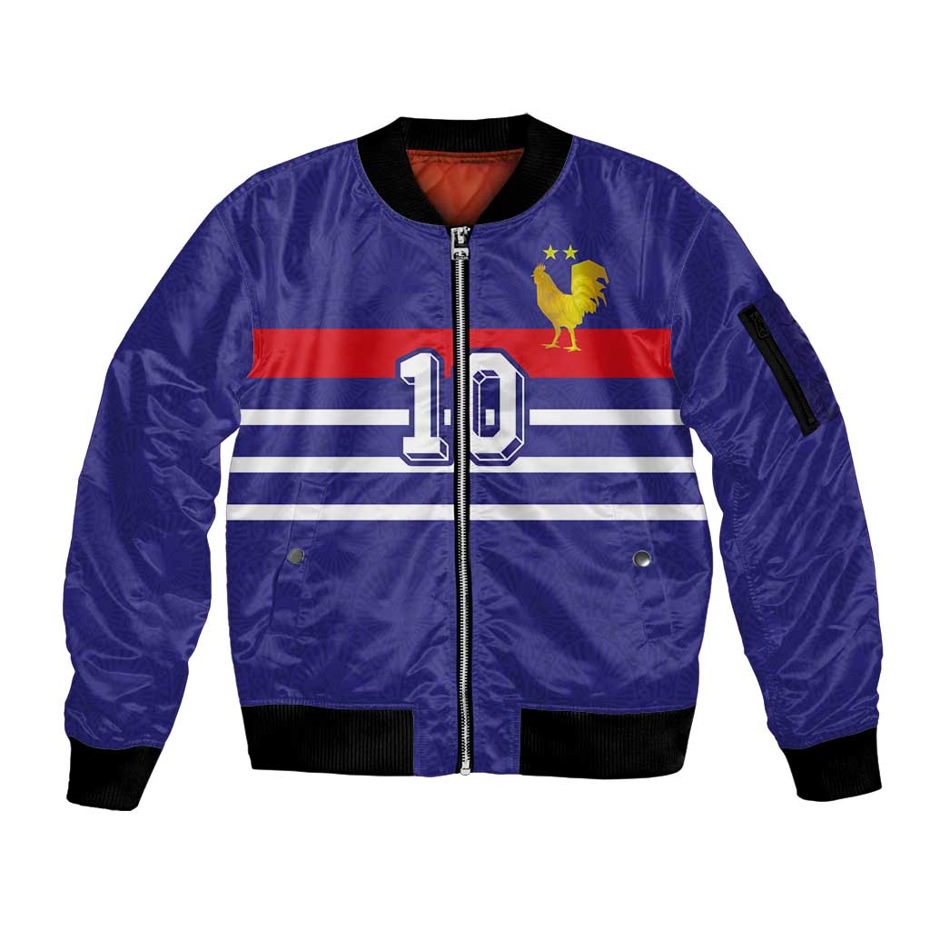 Custom French Football Sleeve Zip Bomber Jacket France 98 Retro Style
