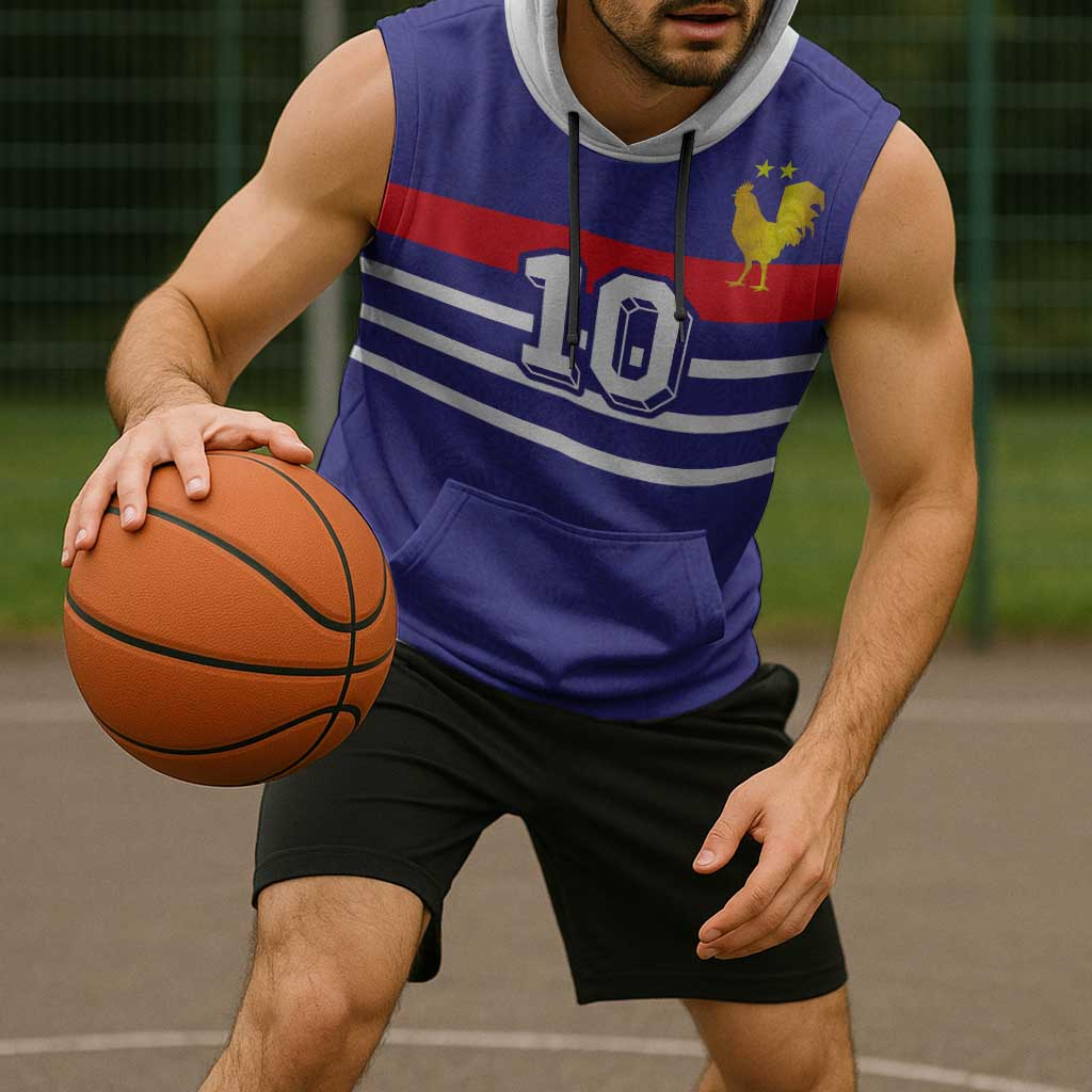 Custom French Football Sleeveless Hoodie France 98 Retro Style