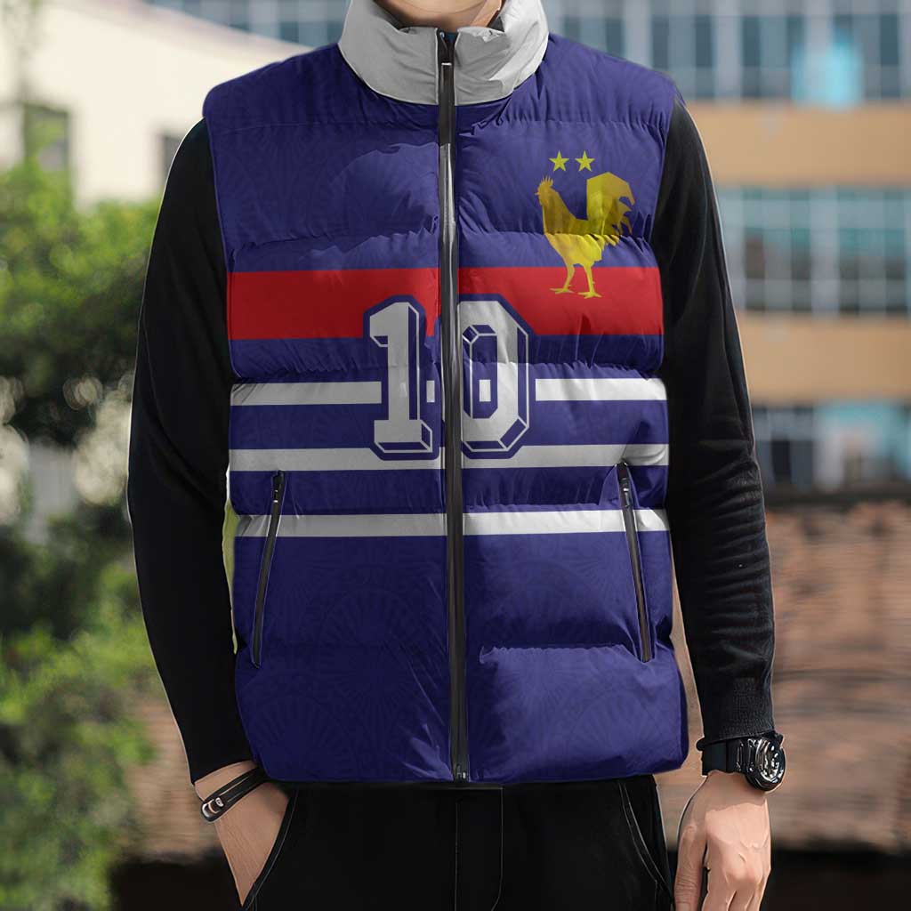Custom French Football Sleeveless Puffer Jacket France 98 Retro Style
