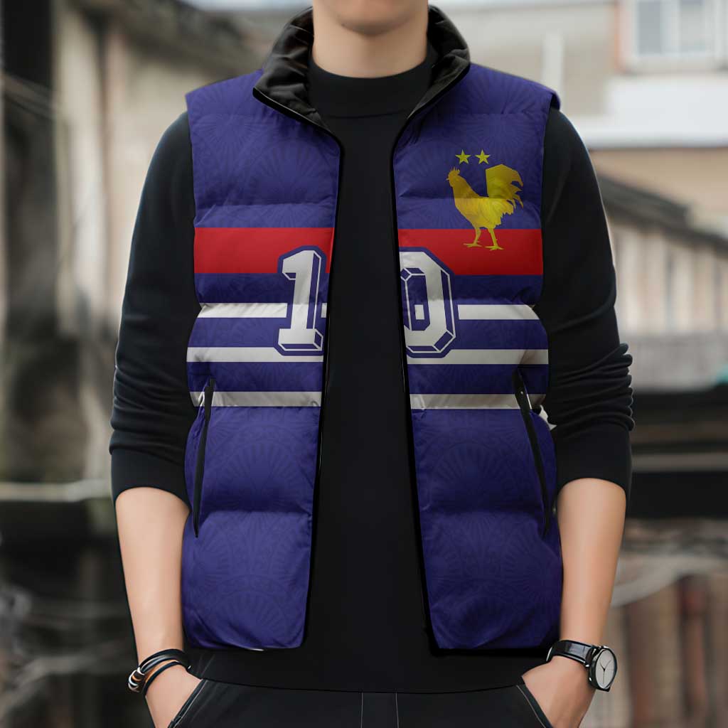 Custom French Football Sleeveless Puffer Jacket France 98 Retro Style