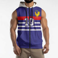 Custom French Football Sleeveless Zip Hoodie France 98 Retro Style