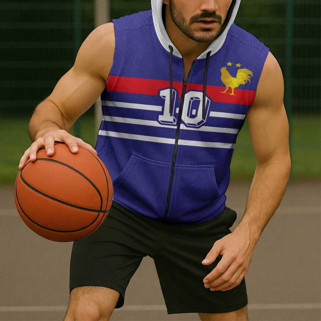 Custom French Football Sleeveless Zip Hoodie France 98 Retro Style