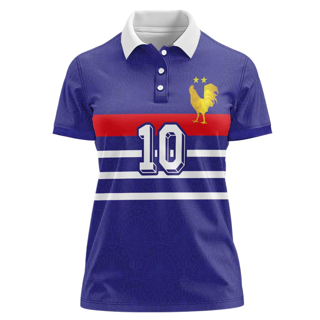 Custom French Football Women Polo Shirt France 98 Retro Style