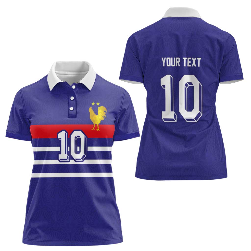 Custom French Football Women Polo Shirt France 98 Retro Style